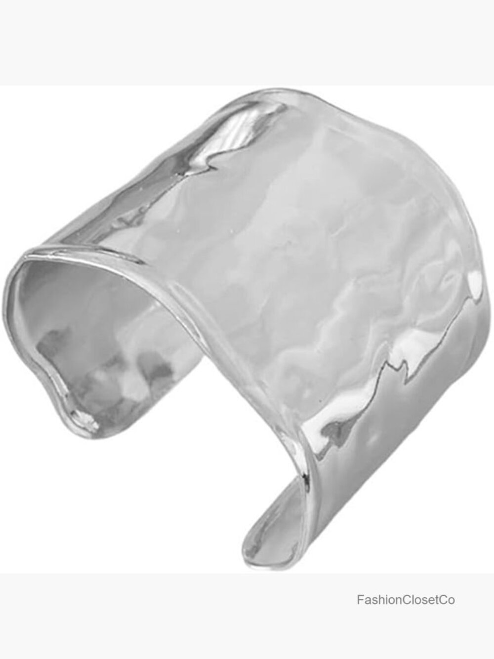 Hammered Chunky Cuff Bracelet Open Bangle Wide Armband Gold-Tone Silver Plated